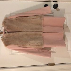 Blush faux fur coat